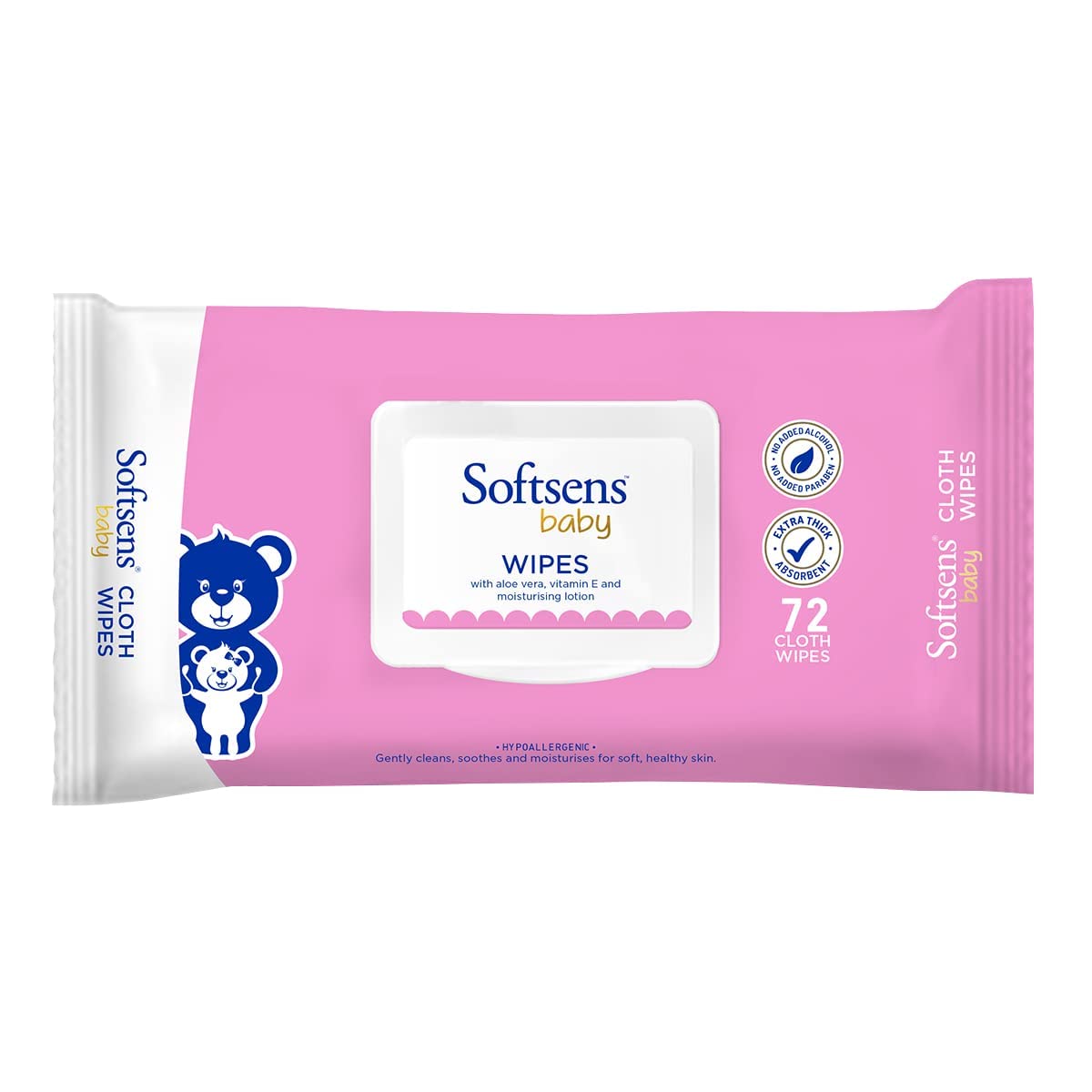 Baby Gentle Cloth Wipes with Aloe Vera & Vitamin E - 144 Wipes, Dermatologically Tested, Paraben-Free, Soft & Hypoallergenic, Ideal for Sensitive Skin (Pack of 2)-image-2