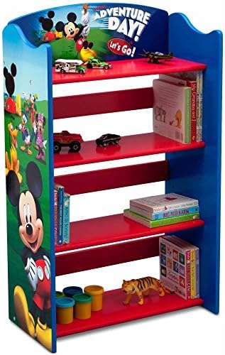 Delta Children Disney Mickey Mouse Kids Adorable Corner Adjustable Bookshelf Organizer