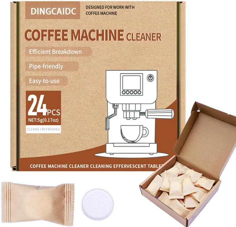 Tabletas limpiadoras para máquinas de café, 24 tabletas de limpieza efervescentes, 0.17 onzas