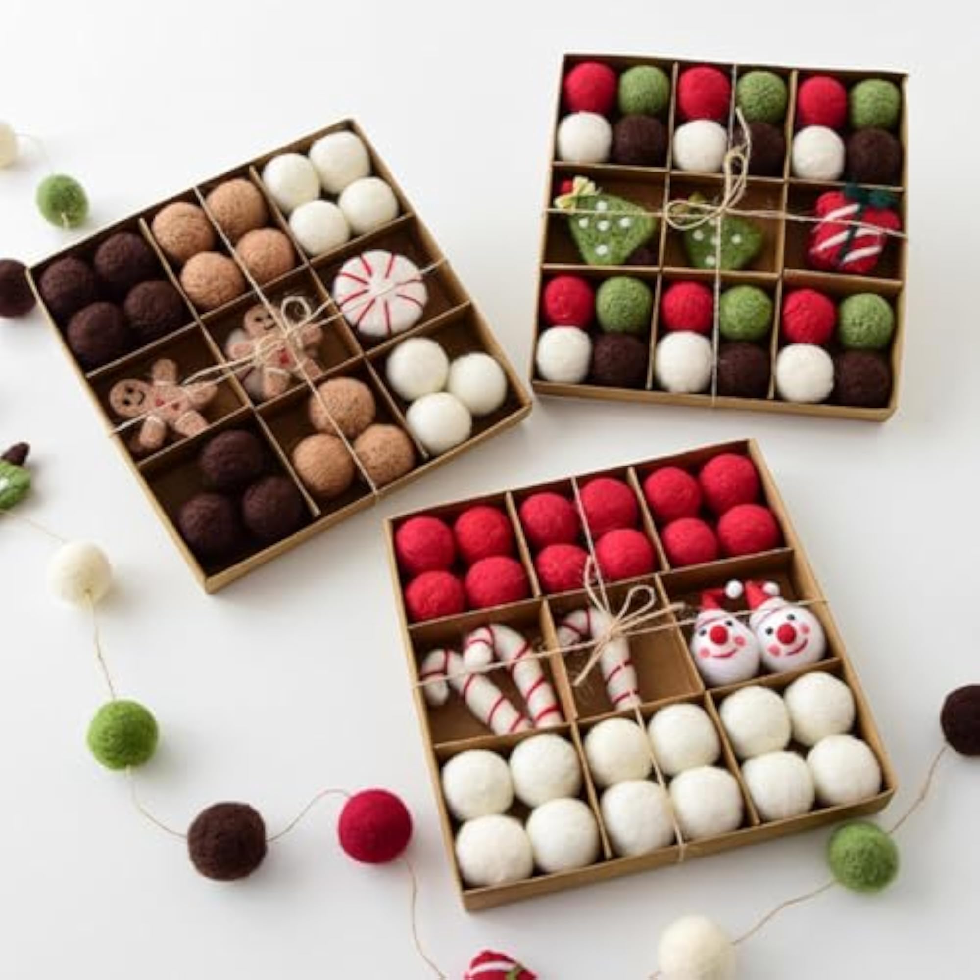 Christmas Felt Balls with Storage Case for Indoor Window