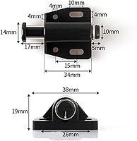 Vista 2 de Pestillo magnético táctil, 12 unidades, color negro, resistente, imán de cajón de gabinete, para abrir, liberación magnética de presión táctil
