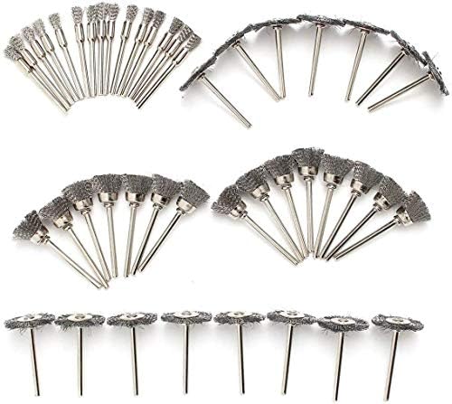 LATERN 60Pcs Steel Wire Wheel Brushes, 1/8 Inch Shank Cleaning Polishing Buffing Cup Brush for Dremel Rotary Tool