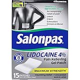 Salonpas Lidocaine 4% Pain Relieving Gel-Patch, 2Pack (15 Gel-Patches Each)