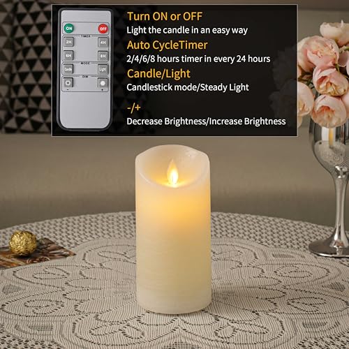 Image of LTETTES Real Wax Rechargable LED Pillar Candles Set of 3 | Flameless flickring Wick | USB Type-C Cable with Remote | Perfect for Home Decor and Gifting | H-4'', 5'', 6'' x D-3'' | Ivory