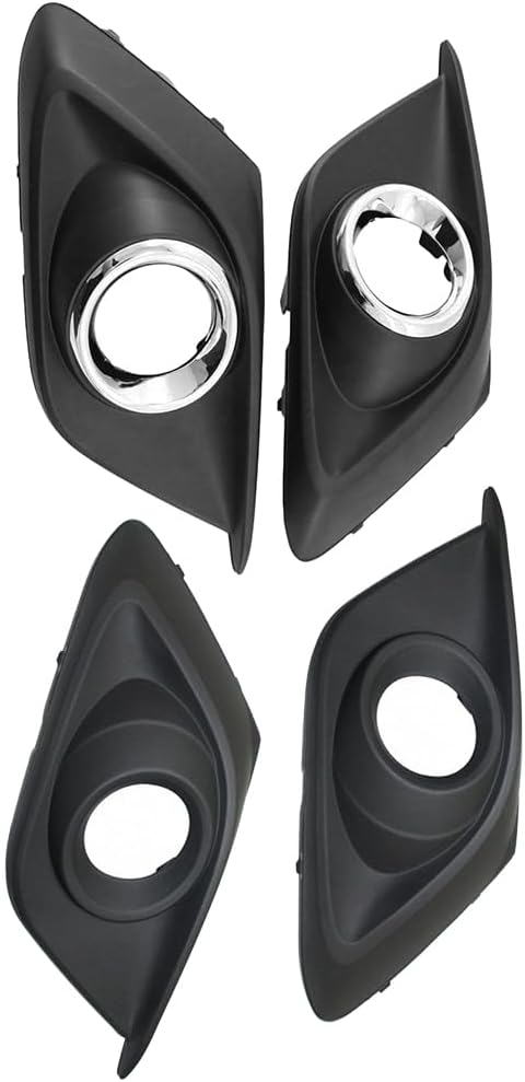 MACHSWON Pair Set Fog Light Lamp Bezel Cover, BJE1-50-C11A + BJE1-50-C21A, 2014-2016 Compatible with Mazda 3, Black+Chrome