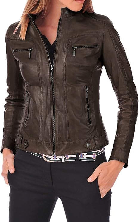 Faux Leather Jacket for Women, Vegan Jackets Motocycle Coat Moto Biker Outwear Coat Zip Up Fitted Slim Coat