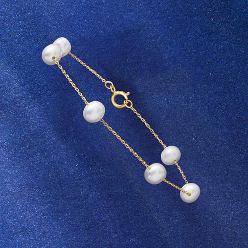 Ross-Simons 5-5.5mm Cultured Pearl Station Bracelet in 14kt Yellow Gold3