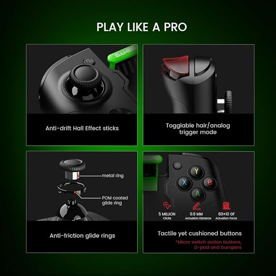 GameSir X4 Aileron Bluetooth Mobile Gaming Controller for Android with Hall Effect Joysticks - Split Design with Carrying Case - Play Diablo Immortal, Minecraft, Fortnite, Dead Trigger 2 & More
