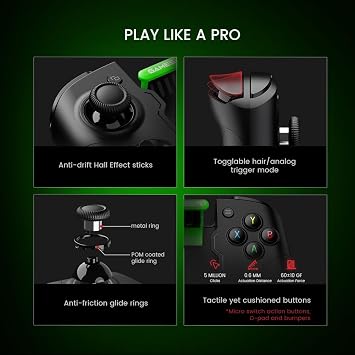 GameSir X4 Aileron Bluetooth Mobile Gaming Controller for Android with Hall Effect Joysticks - Split Design with Carrying Case - Play Diablo Immortal, Minecraft, Fortnite, Dead Trigger 2 & More