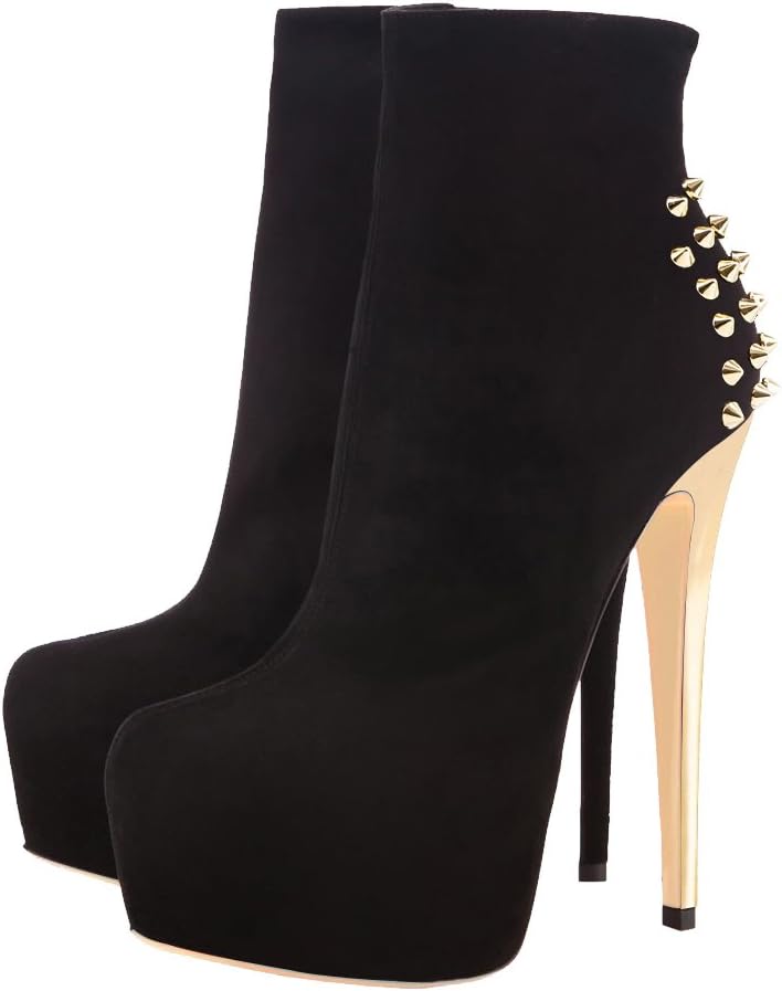 richealnini Women's Platform Block High Heel Ankle Boots Party Dress