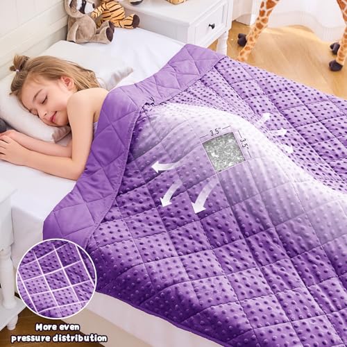 Image of Purple Weighted Blanket 7lbs, 40 inchx60 inch, Breathable Cooling Minky Heavy Throw Blanket for 60-90lbs, Soft Winter Thick Big Blankets Weighted Comforter Gift
