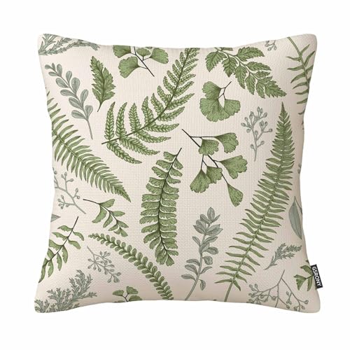 GSRONY Throw Pillow Covers Green Leaf Floral Vintage Style Leaves Boxwood Seeded Eucalyptus Fern Pillow Case 18x18 Inches