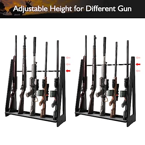 ikkle Gun Rack Freestanding Rifle Racks, Heavy Duty Wooden Shotgun Rack Indoor, Adjustable Rifle Storage with Soft Pads, Vertical Gun Display Stand, Holds 9 Long Guns by ikkle - Image 7