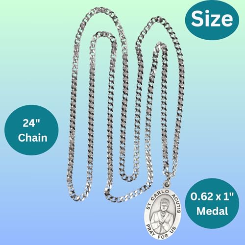 Needzo Saint Carlo Acutis Necklace, Catholic Jewelry, 24 Inch Chain with Biography and Prayer Folder3