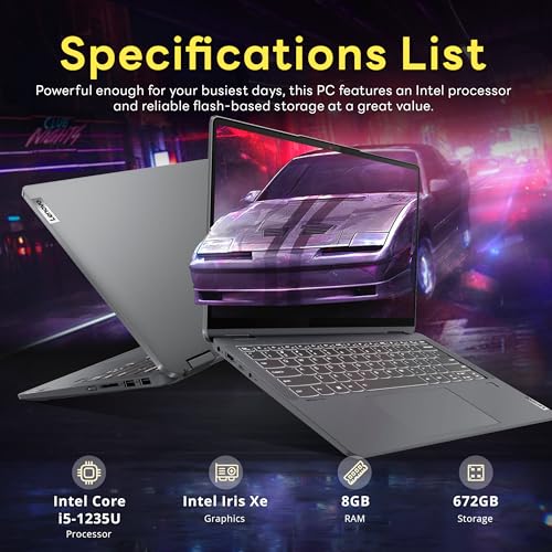 Image of Lenovo IdeaPad Flex 5i 14 inch WUXGA Touch 2-in-1 Laptop, Intel i5-1235U, 8GB LPDDR4X, 672GB Storage (512GB SSD + 160GB Docking Station Set), Backlit Keyboard, Fingerprint Reader, FHD Camera, Win 11, Gray