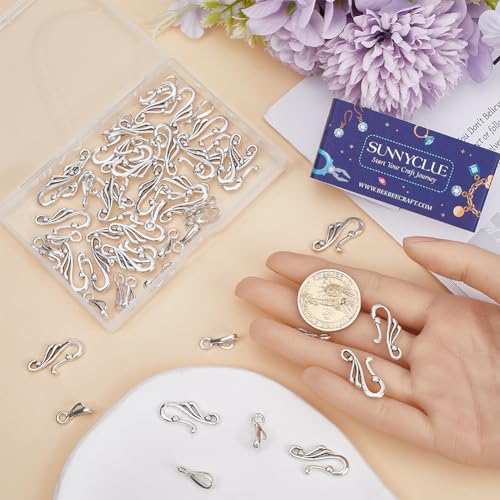 SUNNYCLUE 1 Box 70 Sets S Hook Jewellery Clasp S Ring Toggle Clasps Tibetan Style Antique Silver S Hook Ring Bracelets Necklace Connectors Jewellery End Clasps and Closures for Jewellery Making - Image 3