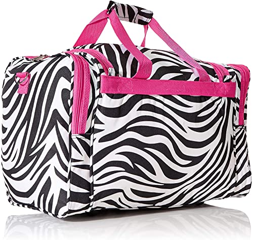World Traveler Animal Prints 19-inch Duffel Bag, FuchsiaTrim Zebra3