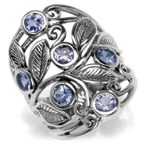 1,5 Ct. Auténtica tanzanita plata de ley 925 Filigrana Hoja Anillo 1,5 Ct. Auténtica tanzanita plata de ley 925 Filigrana Hoja Anillo