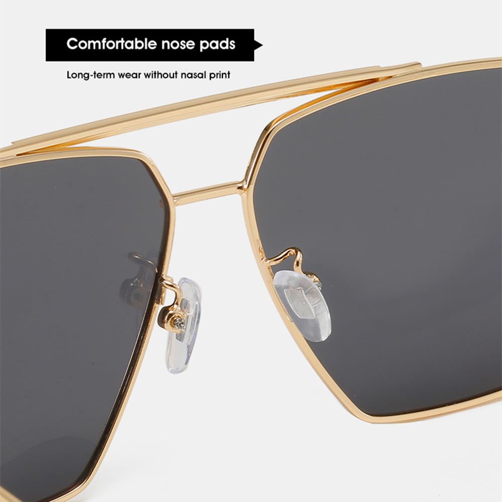Trendige Retro-Sonnenbrille in Übergröße für Herren, klassischer Metallrahmen, Spiegel, Sonnenbrille, Brillen, klassisch, groß, UV400, Schwarz Bl