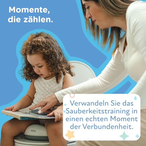 Nuby – Tragbares Reise-Töpfchen für Kinder – 2-in-1-Design, an Toiletten anpassbar oder eigenständig verwendbar – Spritzschutz und Einwegbeutel – Produktreihe für das Töpfchentraining - Ab 18 Monaten