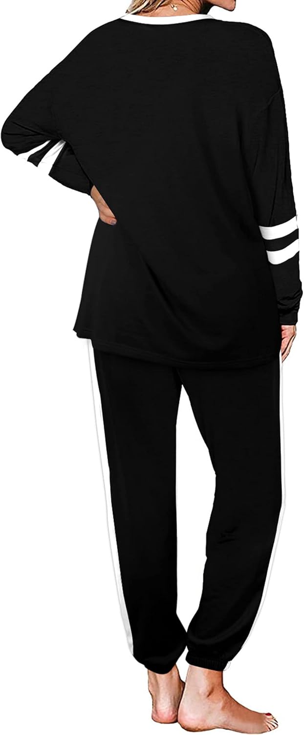 Vista 5 de Aloodor conjunto deportivo de 2piezas para mujer, con sudadera con cuello redondo, sin botones