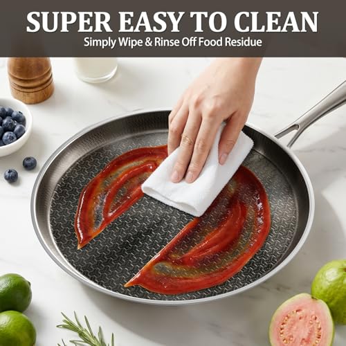 KURRUNGIE Stainless Steel Crepe Pan, 10 Inch Nonstick Griddle Pan, 5 Layer Non Stick Coating Pancake Pan, Frying Pan,Omelet Pan with All Stove Tops Available by KURRUNGIE - Used condition - Image 7