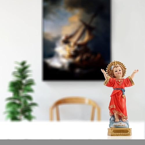 Miniatura 5 de QIANLING Estatua Divino Nino de 8 pulgadas de alto, regalo de religión a todo color de resina con brazos abiertos, figuras de Jesús Divino,