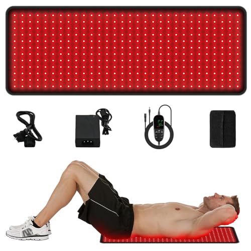 AOCAAUP LED Red Light Therapy Pad 360pcs LEDs 660nm and 850nm Red Light Therapy Mat Device with Timing Device and Adjustable Light for Back and Shoulder Joint Muscle Pain Relief