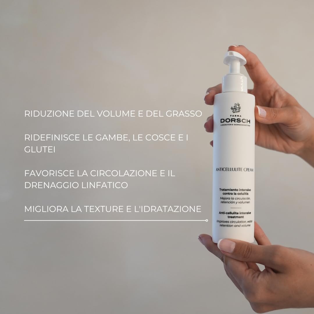 FARMA DORSCH - Crema Anticellulite Rimodellante | Riduce Grasso, Volume e Buccia d’Arancia | Azione Drenante e Idratante Profonda | +98% Ingredienti Naturali | 200 ml