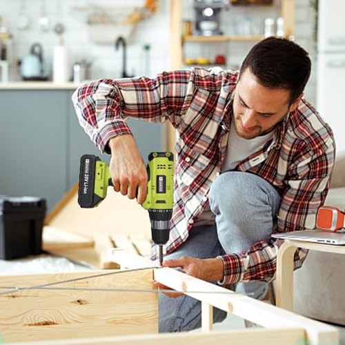 Image of FADAKWALT Cordless Drill Set, 20V Electric Power Drill with Battery And Charger, Torque 30N, 21+1 Torque Setting, 3 /8-Inch Keyless Chuck, LED Work Light, Complete Drill & Driver Bits Kit(green)