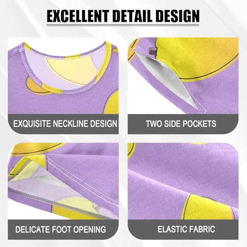 Mango Purple Cute Cartoon Pattern Summer Cute Pajama Sets, Short Sets for Daily Wears and Sleep Wears4