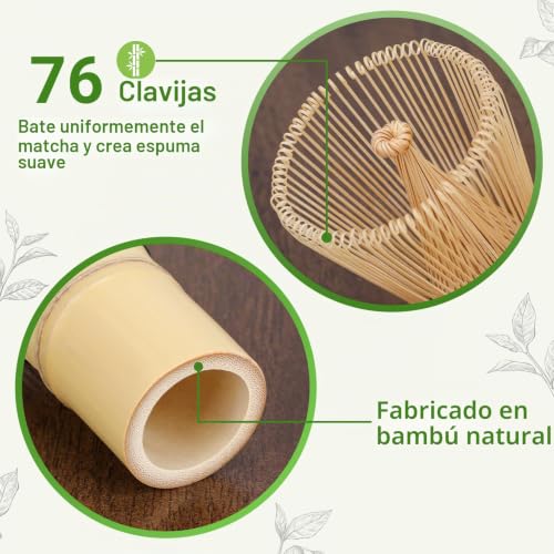 Miniatura 2 de Alyvisun Chasen Bambú Matcha Con 76 Picos, Batidor Matcha Hecho A Mano, Tradicional Batidora Te Matcha Para Una Experiencia De Matcha Suave Y Espumosa, Perfecto Para La Ceremonia Del Té