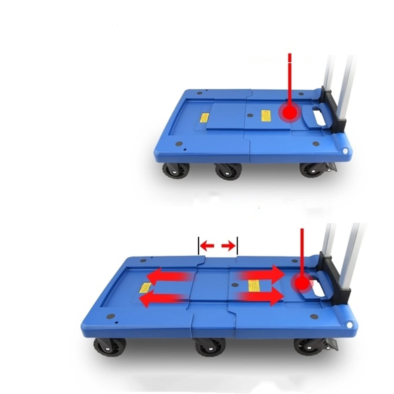 Carrello piattaforma Carrello portatile di plastica del camion della piattaforma pieghevole Carrello portatile del carrello resistente con il telaio retrattile per il bagaglio in movimento Pieghevole