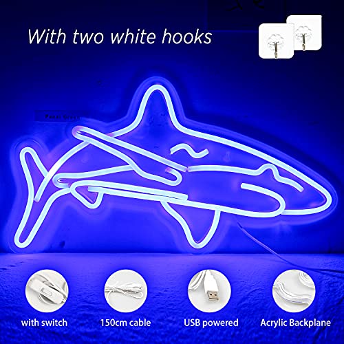 Ineonlife Shark Led Neon Sign For Bedroom Blue Neon Signs Wall Decorative 17’’X9’’ Acrylic Usb Powered Unique Night Light For Boys Gifts Living Room Shop Hotel Bar Party Supplies #TOP2