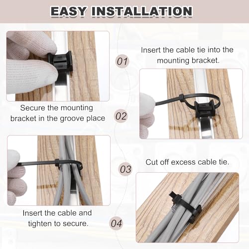 Pince de support pour rangement de fils de bureau et fixation de câble noire