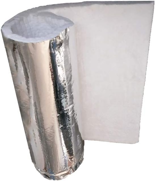 SIMOND STORE 1/2" (Thick) Aluminium Foil Faced Ceramic Fiber Blanket Insulation, 6# 2400F, 24" (W) X 36" (L), Foil Backed Heat Shield Blanket for Welding Soldering HVAC Furnace Pipe Insulation