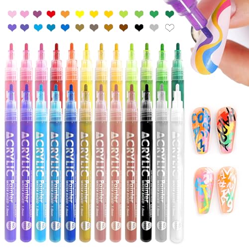 Image of IONSGAKO 24 Colors Nail Art Pens Set, Nail Polish Markers Pens Quick Dry