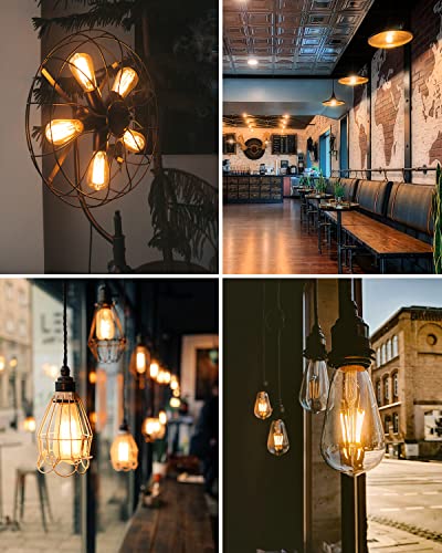 Lepro Dimmable Edison Bulbs 60 Watt Equivalent Led Bulb, Filament Vintage Light Bulbs, 2700K Warm White, E26 Medium Base, St58 Antique Style, Clear Glass, 4 Packs #TOP5