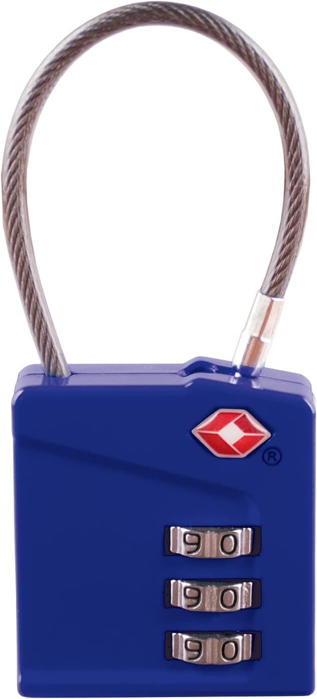 Lucchetto a Combinazione IFAM TSA TrypLock – Blu – Massima Sicurezza, Rulli Morbidi, con Chiave e Oltre 1000 Combinazioni, Ideale per Valigie, Borse, Valigie e Bagagli