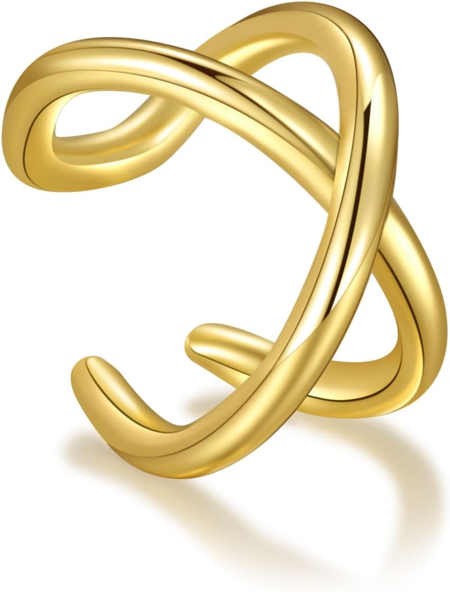 PLOMFOV Ear Cuff Earrings for Women Ear Cuffs Non Piercing 14K Gold Filled Ear Cuff Gold Clip on Cartilage Fake Earrings Trendy Chunky/Thin Ear Cuff Single