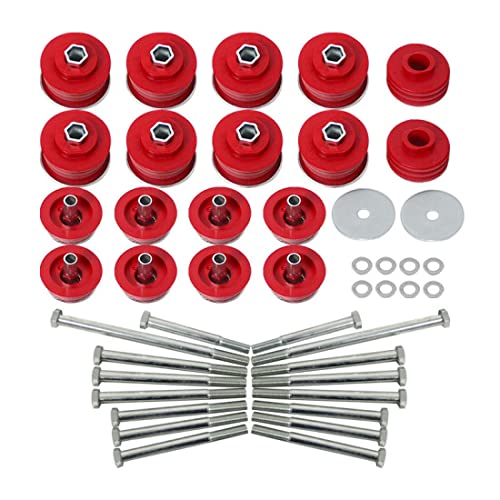 KF04060BK Body Mount Bushing Kit Compatible with 2008-2016 Ford F250 F350 Super Duty 2WD 4WD Polyurethane Red Body Cab Mounts & Steel Sleeves & Hardware