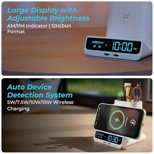 Xech Store Xech Digital Alarm Clock for Heavy Sleepers, White, Quest - Image 5