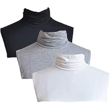 Womens Modal Fake Mock Dickey Collar Half Top Shirts Blouse Neck Warmer False Fake Turtleneck Black White Grey