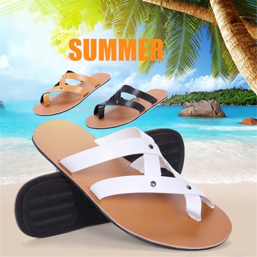 Men's Comfy Beach Slippers, Men Breathable Open Toe Cross Strap Slip-On Bunion Corrector Sandals, Clip-Toe Non-slip Comfortable Walking Flat Sandals, for Dad, Grandpa, Bunion Relief4