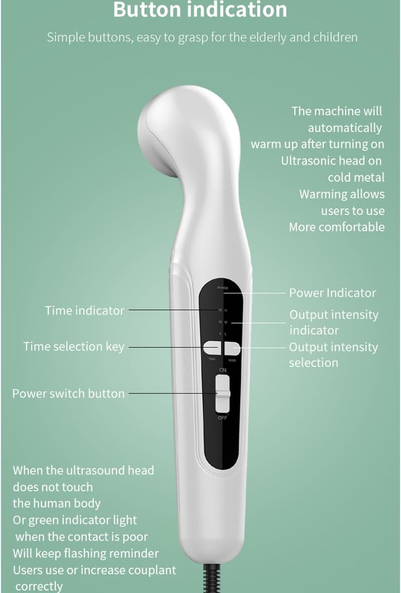 15W Appareil De PhysiothéRapie à Ultrasons, 3 Vitesses Masseur à Ultrasons avec Massage Double Profond 27/82mm, pour Soulager la Douleur Causée par les Lésions Musculaires et la Douleur