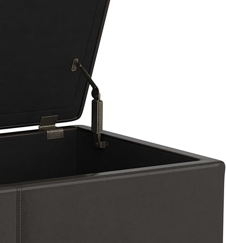 Miniatura 347 de Otomana rectangular de almacenamiento de cuero sintético Simpli Home Avalon., Cuero, Marrón Azul,Marrón Chocolate,Cloud gris,Gris oscuro,Azul