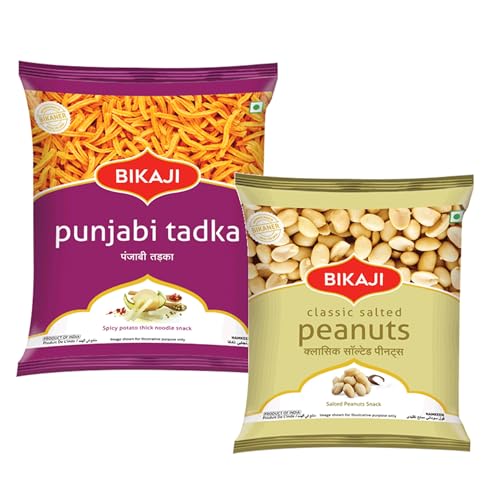 Bikaji Salted Peanuts & Punjabi Tadka Combo – 400g | Ready to Eat Indian Namkeen | Crunchy Tea-Time Snack, Bar Snack & Party Mix | Authentic Spicy Munchies for Sharing & Everyday Snacking