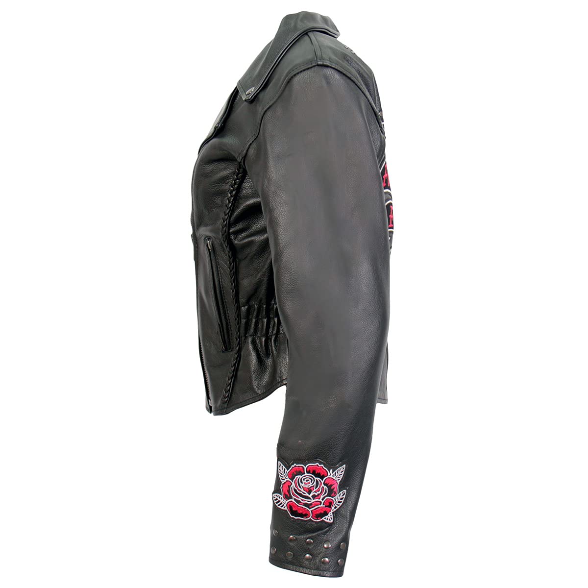 Hot Leathers Women's Leather Motorcycle Riding Jacket (JKL2001-BLACK, XX-Large): Jkl1027-black Small