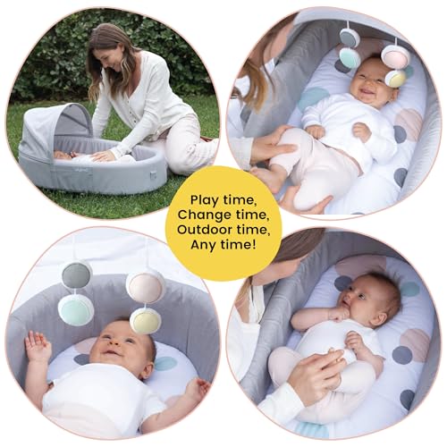 Lulyboo Portable Baby Travel Lounge & Playpen - Indoor/Outdoor Cuddle & Play Baby Bed, Adjustable Backpack, Waterproof, Lightweight, Includes Changing Pads, Plush Toys & Removable Canopy (Bubble) - Thumbnail 6