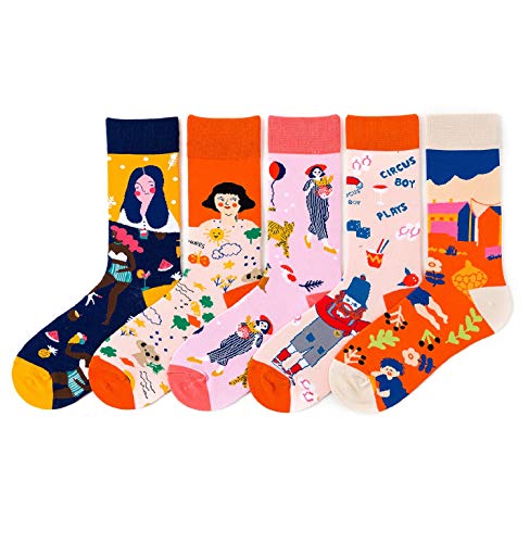 Christmas Socks for Women 5 Pairs with Gift Bag, Soft & Stretchy Girl Xmas Holiday Socks